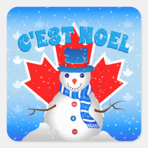 Pegatina Cuadrada Navidades canadienses de hoja de arce de Noel Snow