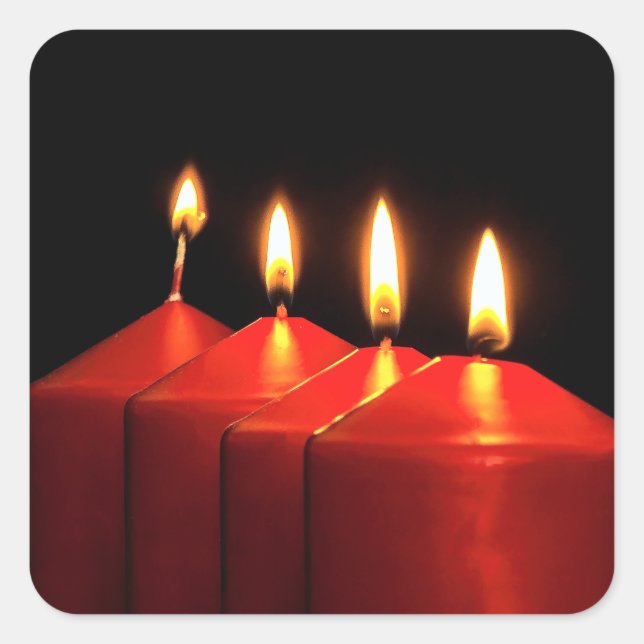 Pegatina Cuadrada Navidades Candle Advent Wreath (Anverso)