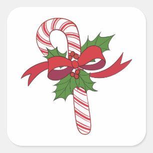 Pegatina Cuadrada Navidades Candy Cane