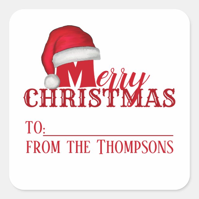 Pegatina Cuadrada Navidades caprichosos del feriado festivo Santa Cl (Anverso)
