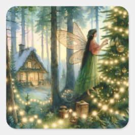 Pegatina Cuadrada Navidades caprichosos del núcleo del algodón