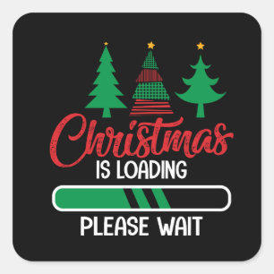 Pegatina Cuadrada navidades cargando, espere
