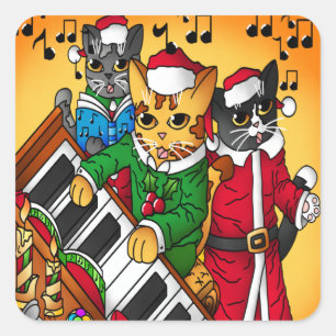 Pegatina Cuadrada Navidades Carol Cats