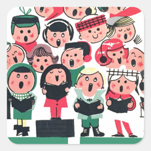 Pegatina Cuadrada Navidades Carolers
