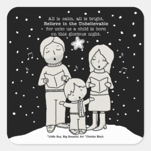 Pegatina Cuadrada Navidades Caroling