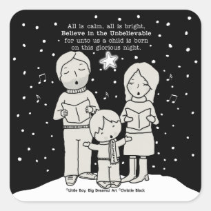 Pegatina Cuadrada Navidades Caroling