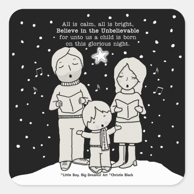 Pegatina Cuadrada Navidades Caroling (Anverso)