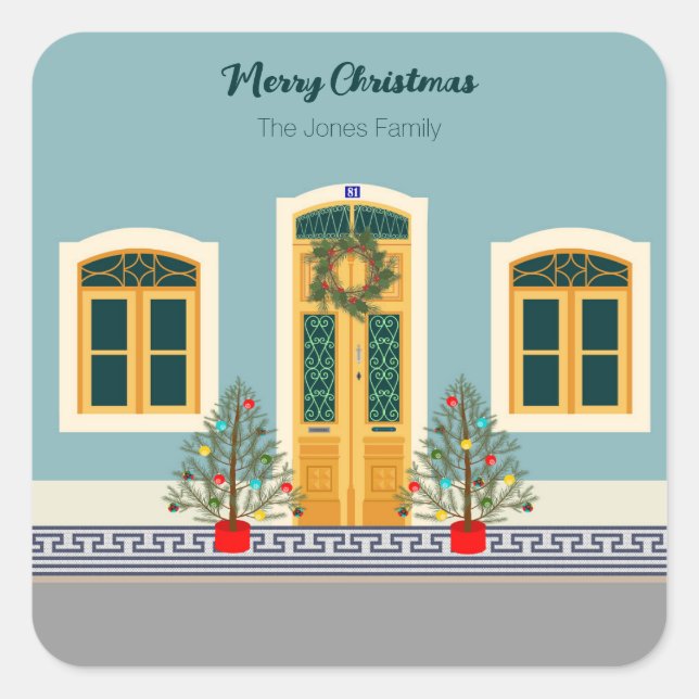 Pegatina Cuadrada Navidades celebran la Casa Portuguesa (Anverso)