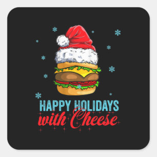 Pegatina Cuadrada Navidades cheeseburger Felices vacaciones con ques