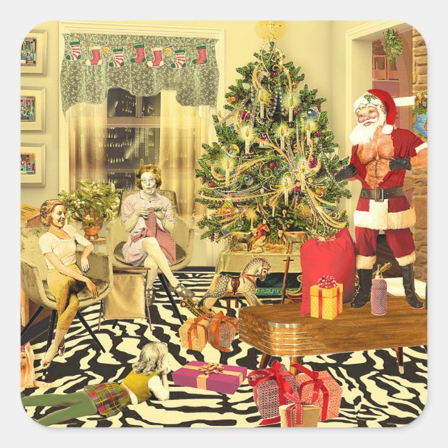 Pegatina Cuadrada Navidades Chippendale (Anverso)