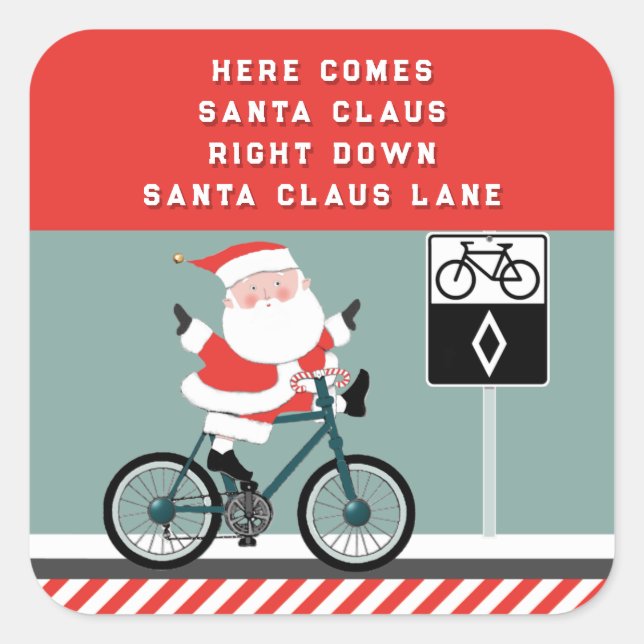 Pegatina Cuadrada Navidades ciclistas de Santa Cruz (Anverso)