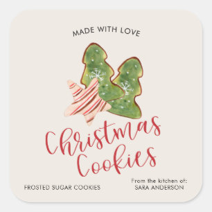 Pegatina Cuadrada Navidades Cocinas Hechas Con Amor Acuarela De Moda