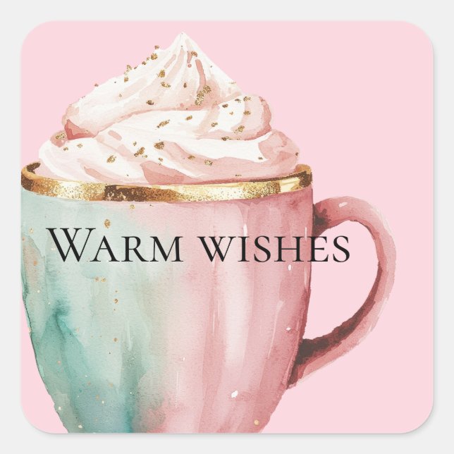 Pegatina Cuadrada Navidades Cocoa Gold Rubor Pink Mint Warm Wiers (Anverso)