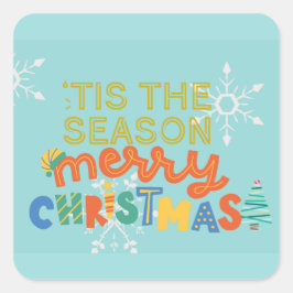Pegatina Cuadrada Navidades coloridos y divertidos de temporada