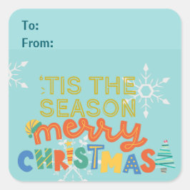 Pegatina Cuadrada Navidades coloridos y divertidos de temporada