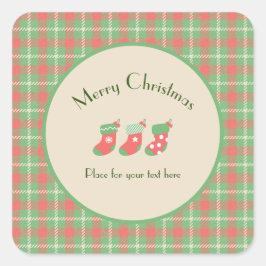 Pegatina Cuadrada Navidades con base verde de Plaid