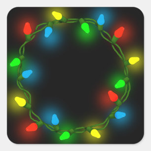 Pegatina Cuadrada Navidades con luces redondas