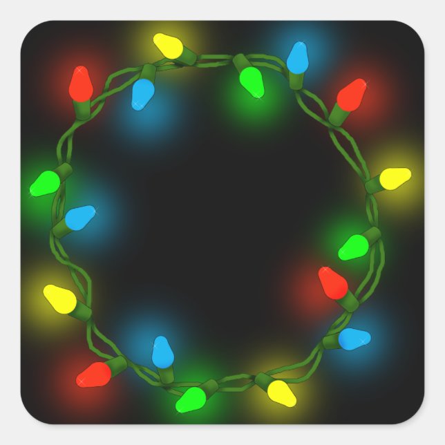 Pegatina Cuadrada Navidades con luces redondas (Anverso)