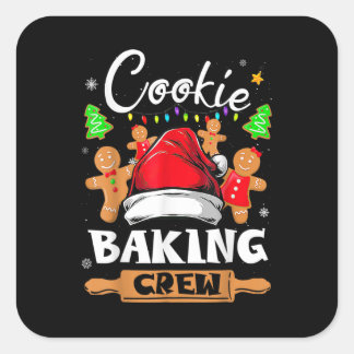 Pegatina Cuadrada Navidades Cookie Baking Crew Funny Pajamas Family