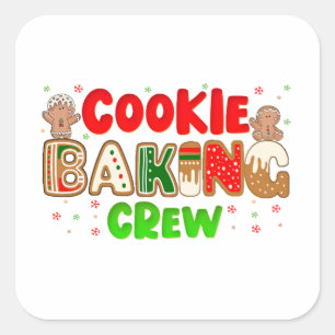 Pegatina Cuadrada Navidades Cookie Baking Crew Group Matemáticas