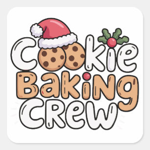 Pegatina Cuadrada Navidades Cookie Baking Crew Navidad