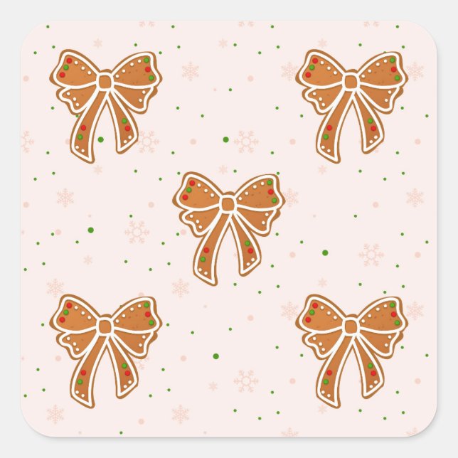 Pegatina Cuadrada Navidades Cookie Bows (Anverso)