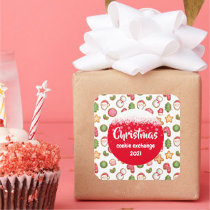 Pegatina Cuadrada Navidades Cookie Exchange