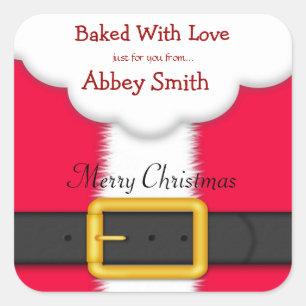 Pegatina Cuadrada Navidades Cookies, Candy y Tratamientos, Santa Peg