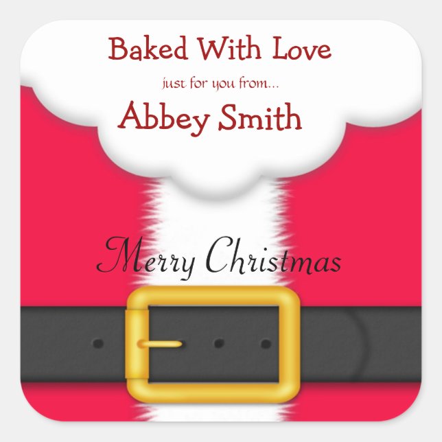 Pegatina Cuadrada Navidades Cookies, Candy y Tratamientos, Santa Peg (Anverso)