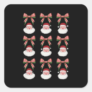 Pegatina Cuadrada Navidades Coquette Bow Santa Vintage Xmas Retro