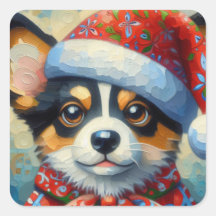 Navidades Corgi Dog Puppy con Santa Hat