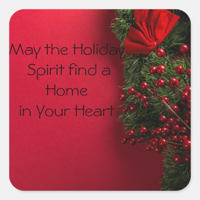 Pegatina Cuadrada navidades coronaron con bayas rojas (Anverso)