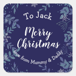 Pegatina Cuadrada navidades cortaron el regalo de regalo 