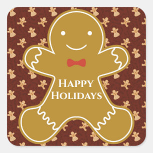 Pegatina Cuadrada Navidades cuestan Personalizado jengibre galleta