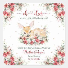 Pegatina Cuadrada Navidades curos Oh Deer Baby Shower