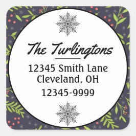 Pegatina Cuadrada Navidades Cypress Snowflakes Dirección de devoluci