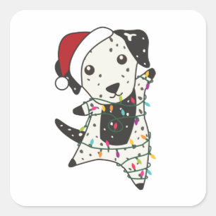 Pegatina Cuadrada Navidades dálmatas perros animales de invierno per