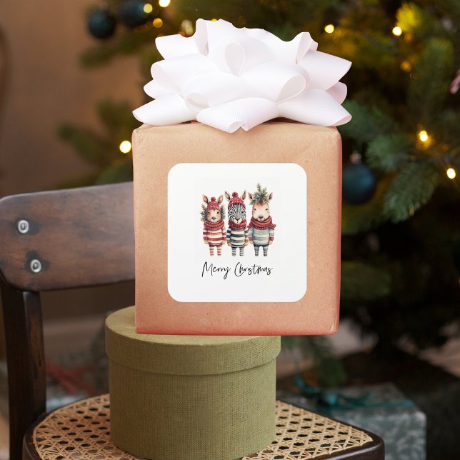 Pegatina Cuadrada Navidades de acuarela de época animales (Subido por el creador)