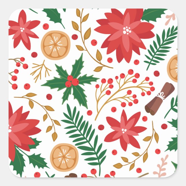 Pegatina Cuadrada Navidades de acuarela modernos Árbol de pino verde (Anverso)