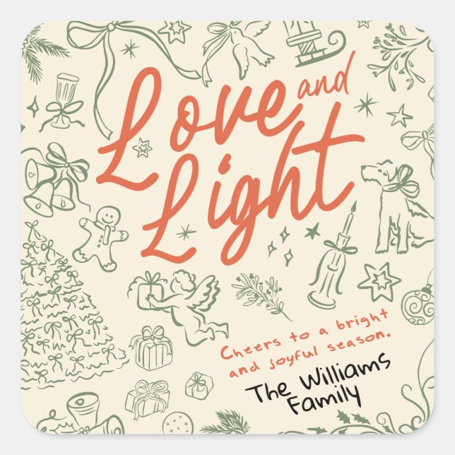 Pegatina Cuadrada Navidades de amor y luz (Anverso)