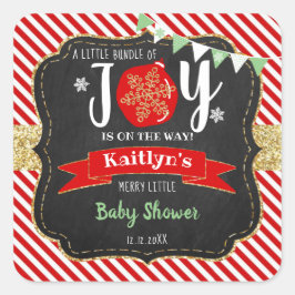 Pegatina Cuadrada navidades de Baby Shower "Little Bundle Of Joy"