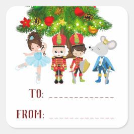 Pegatina Cuadrada Navidades De Ballet Y Nutcracker Personalizados