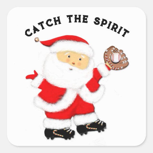 Pegatina Cuadrada Navidades de béisbol (Anverso)