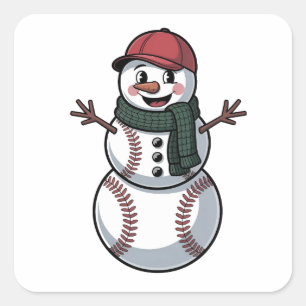 Pegatina Cuadrada Navidades de Béisbol de Snowden