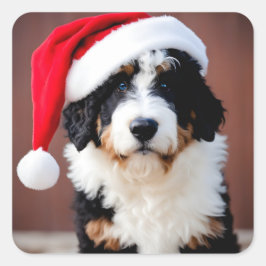 Pegatina Cuadrada Navidades de Bernedoodle