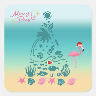 Pegatina Cuadrada Navidades De Berry Y Bright Beach