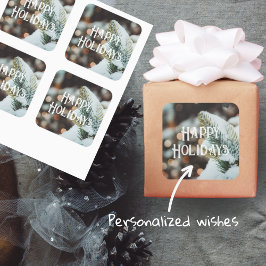 Pegatina Cuadrada Navidades de bifurcación de abejas y luces de invi