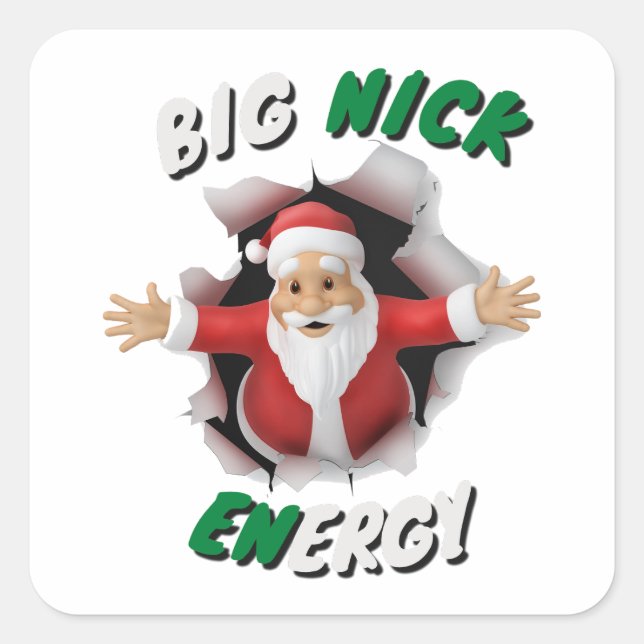 Pegatina Cuadrada Navidades de Big Nick Energy Retro (Anverso)
