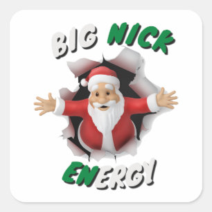 Pegatina Cuadrada Navidades de Big Nick Energy Retro