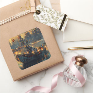 Pegatina Cuadrada Navidades de Blue Heeler